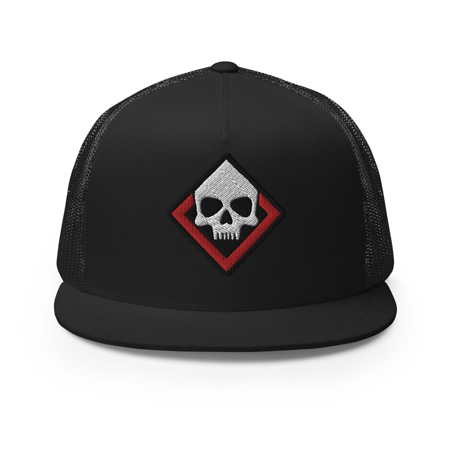 Death Diamond Trucker Cap in Red, Black, and White