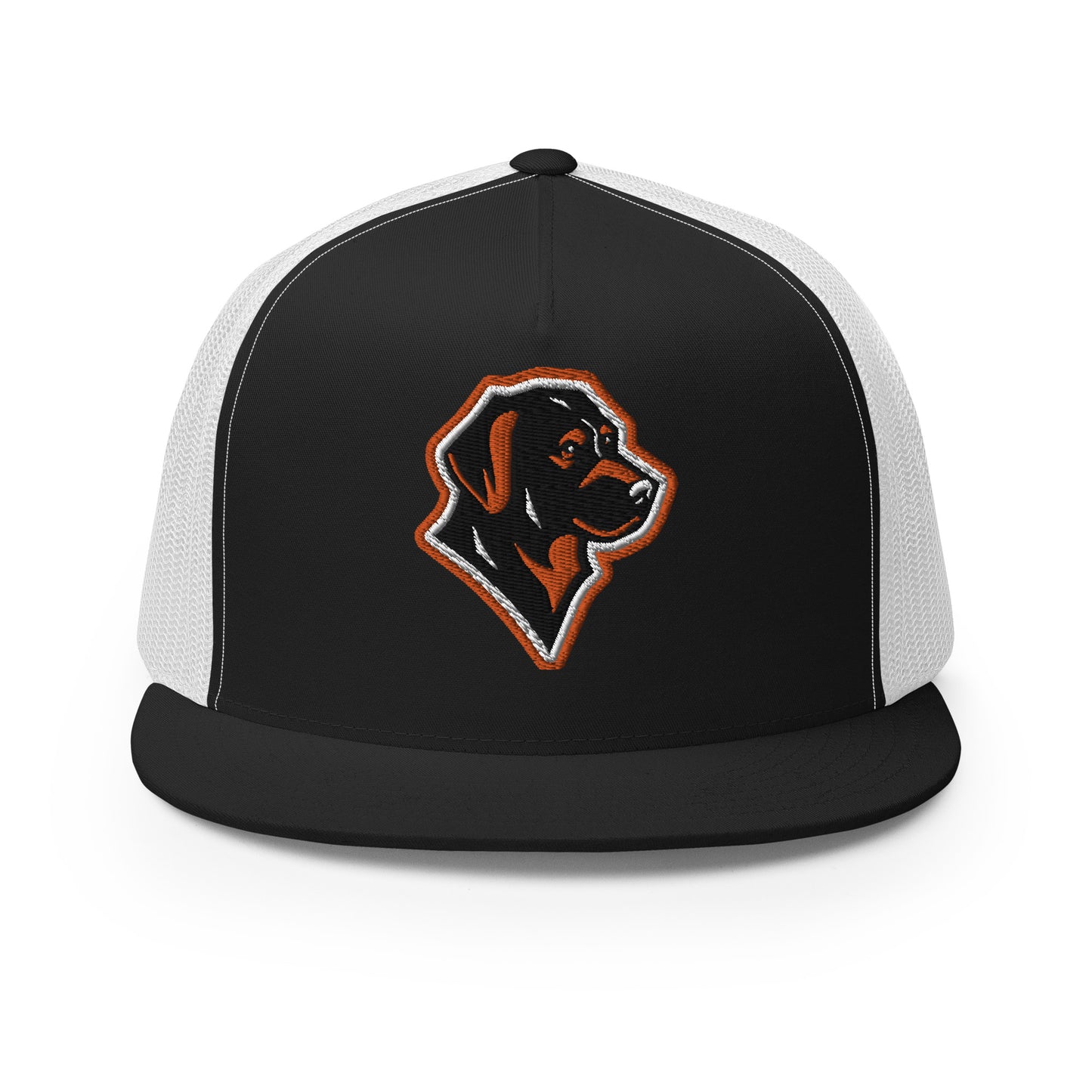 Labrador Retriever Trucker Cap in Orange, Black, and White