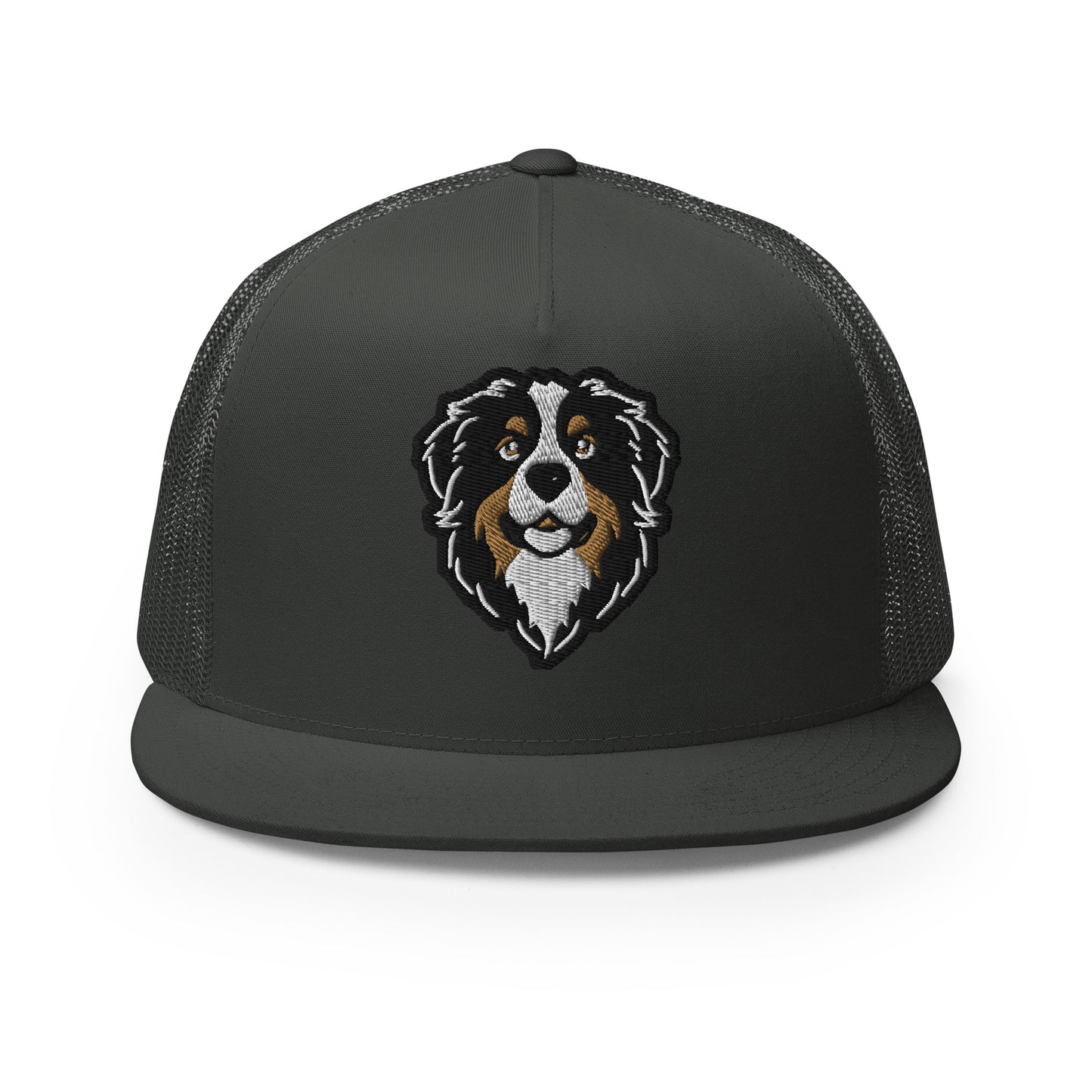 Bernese Mountain Dog Trucker Cap in Black, Gold, and White