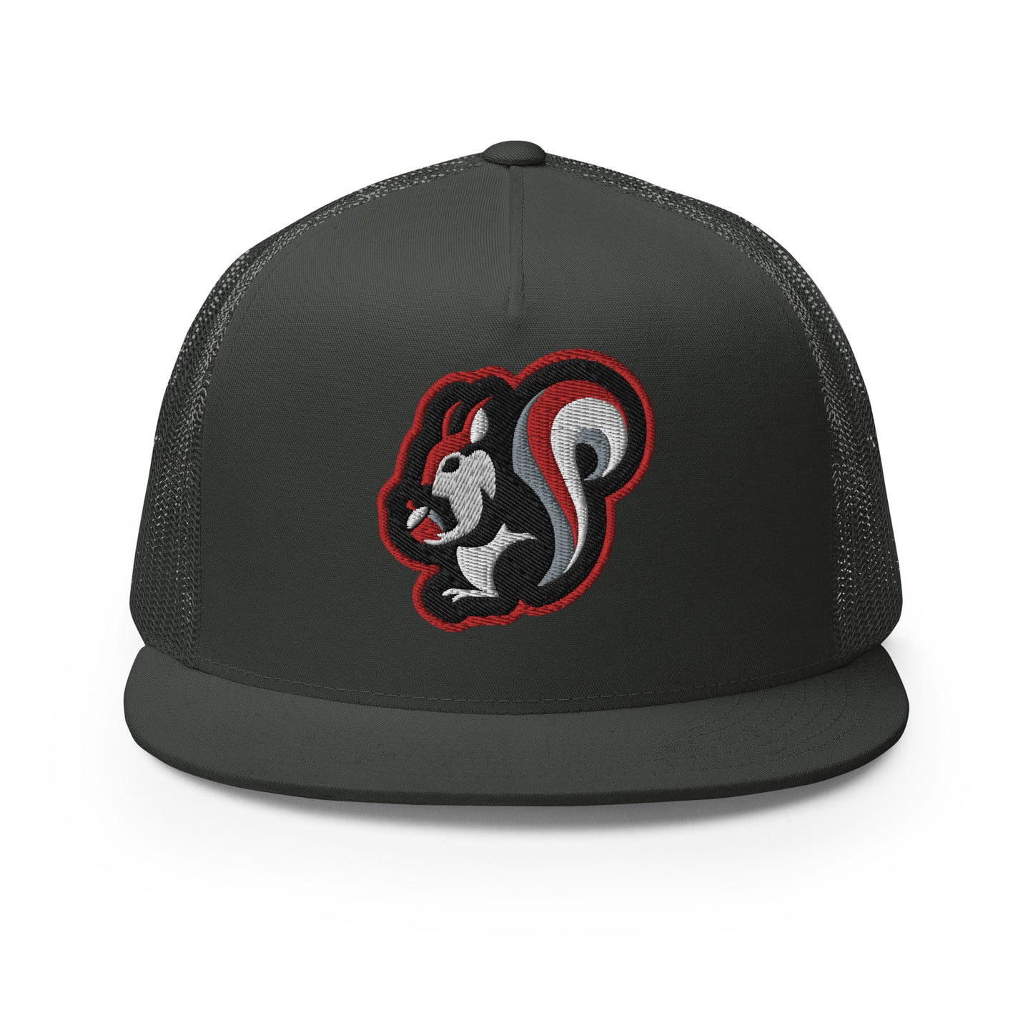 Raleigh Squirrel Trucker Cap in Red, White, Black, and Gray