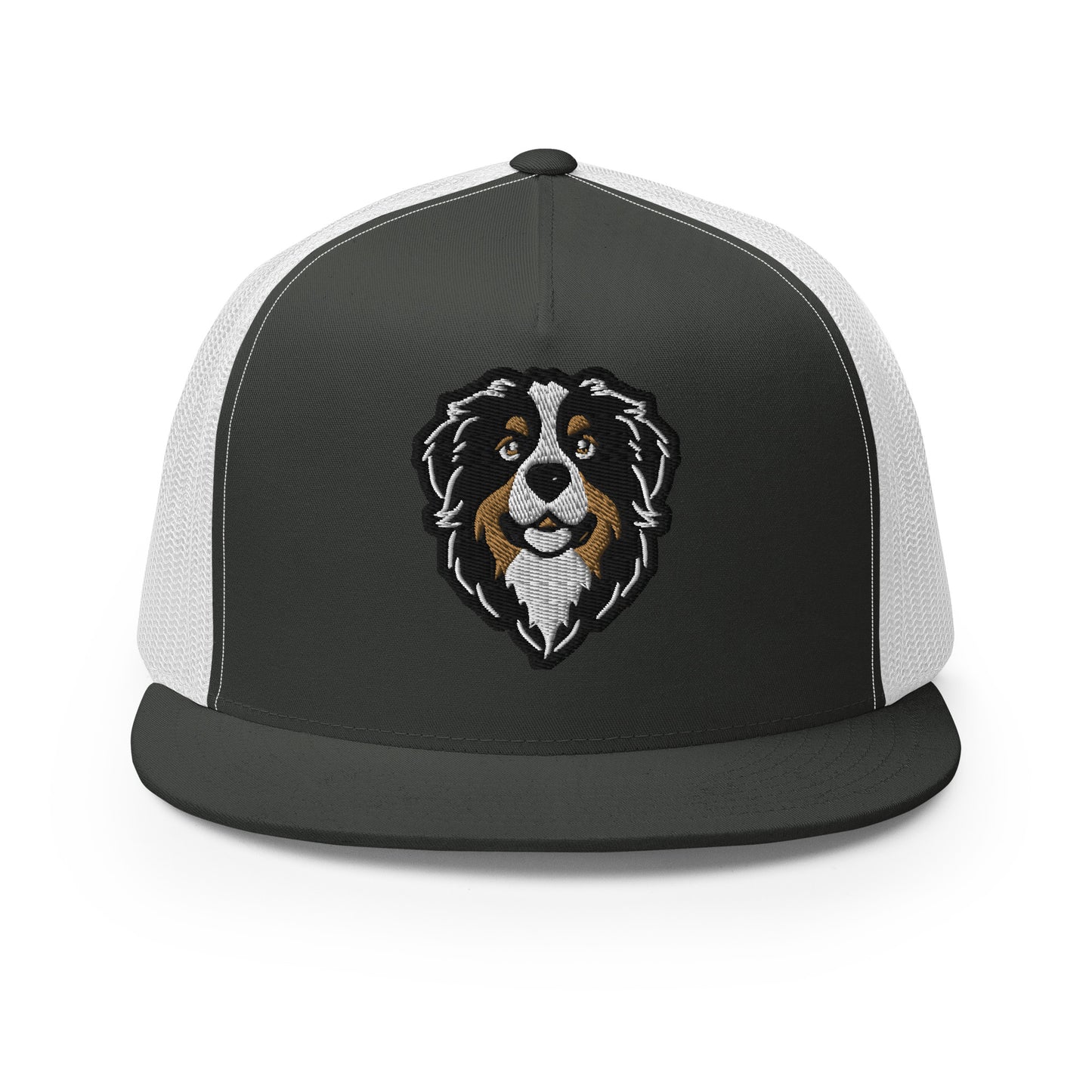 Bernese Mountain Dog Trucker Cap in Black, Gold, and White