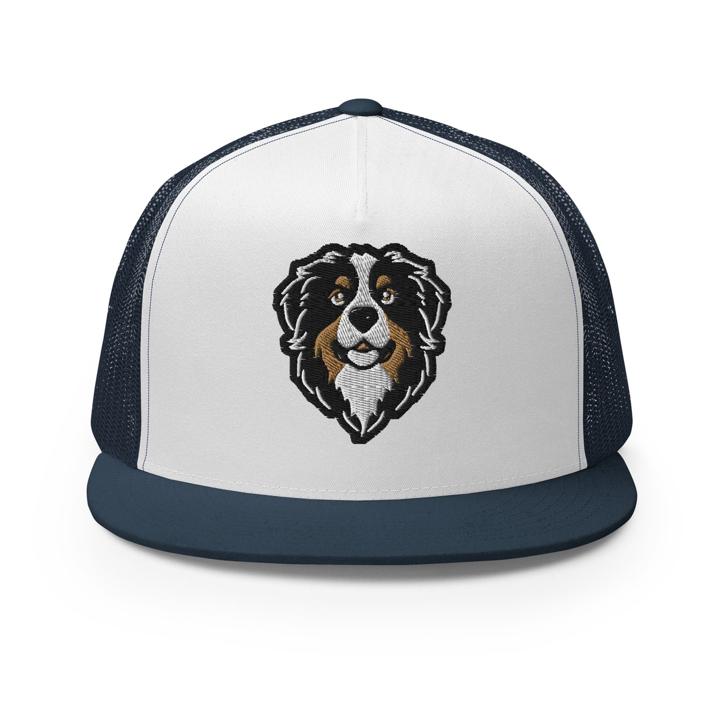 Bernese Mountain Dog Trucker Cap in Black, Gold, and White