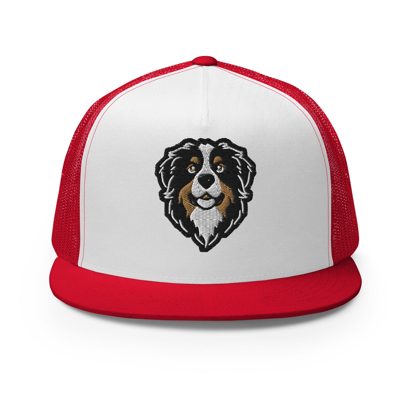 Bernese Mountain Dog Trucker Cap in Black, Gold, and White