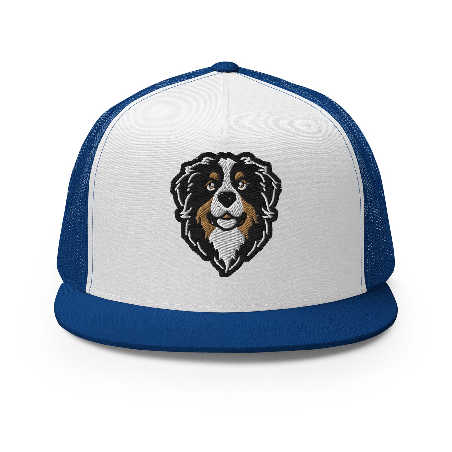 Bernese Mountain Dog Trucker Cap in Black, Gold, and White