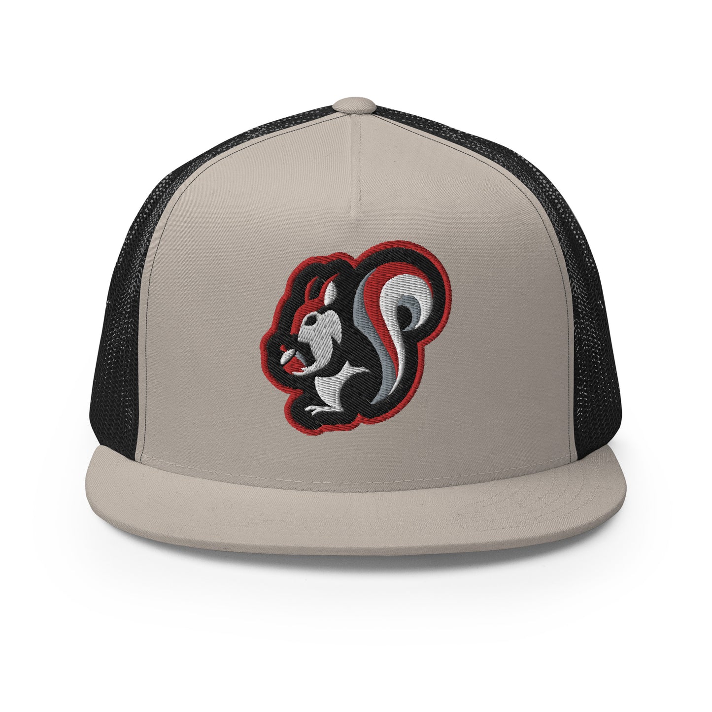 Raleigh Squirrel Trucker Cap in Red, White, Black, and Gray