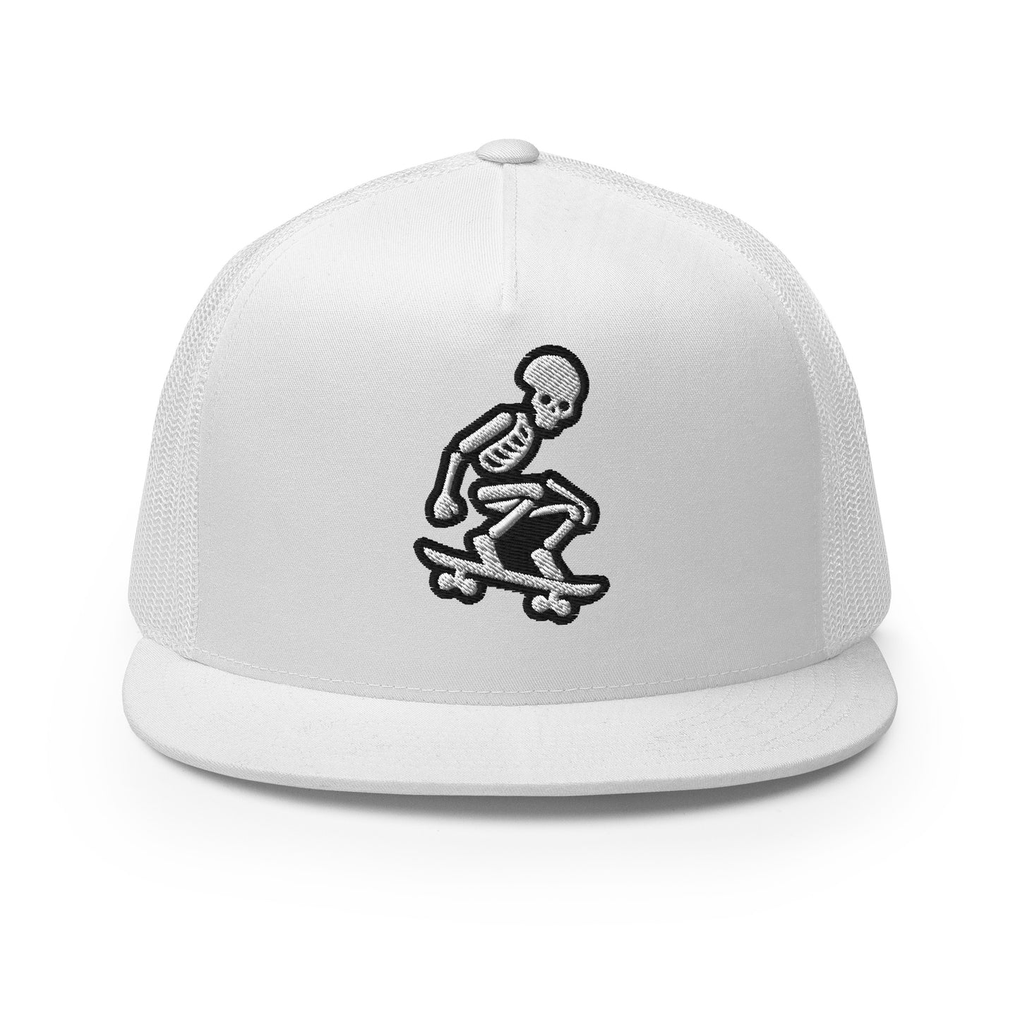 Skeleton Skater Trucker Cap in Black & White