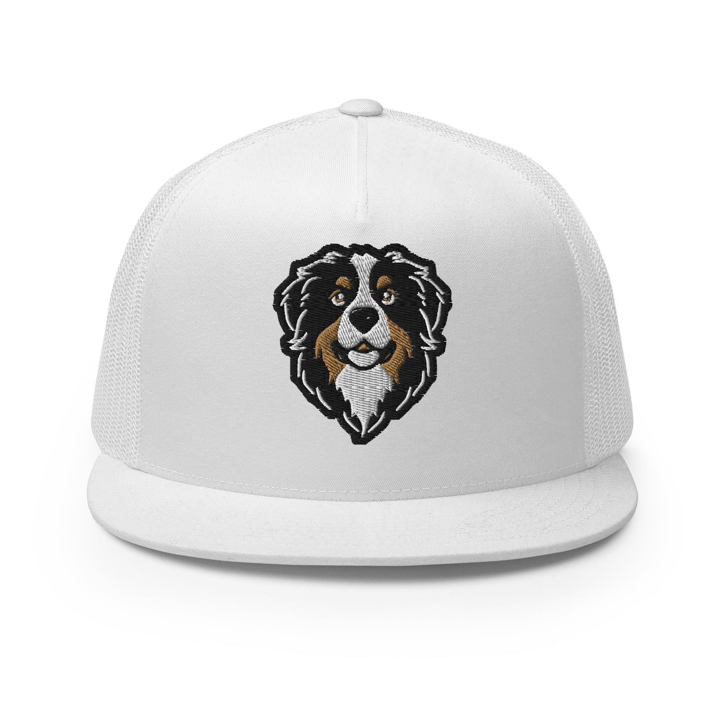 Bernese Mountain Dog Trucker Cap in Black, Gold, and White