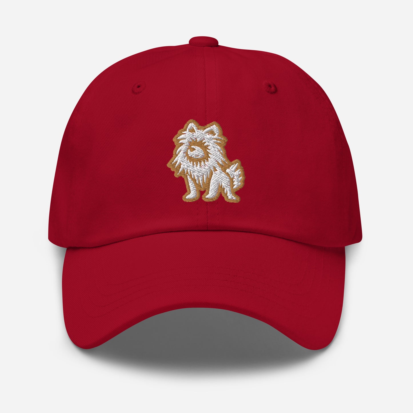 Pomeranian Dad Hat in Gold and White