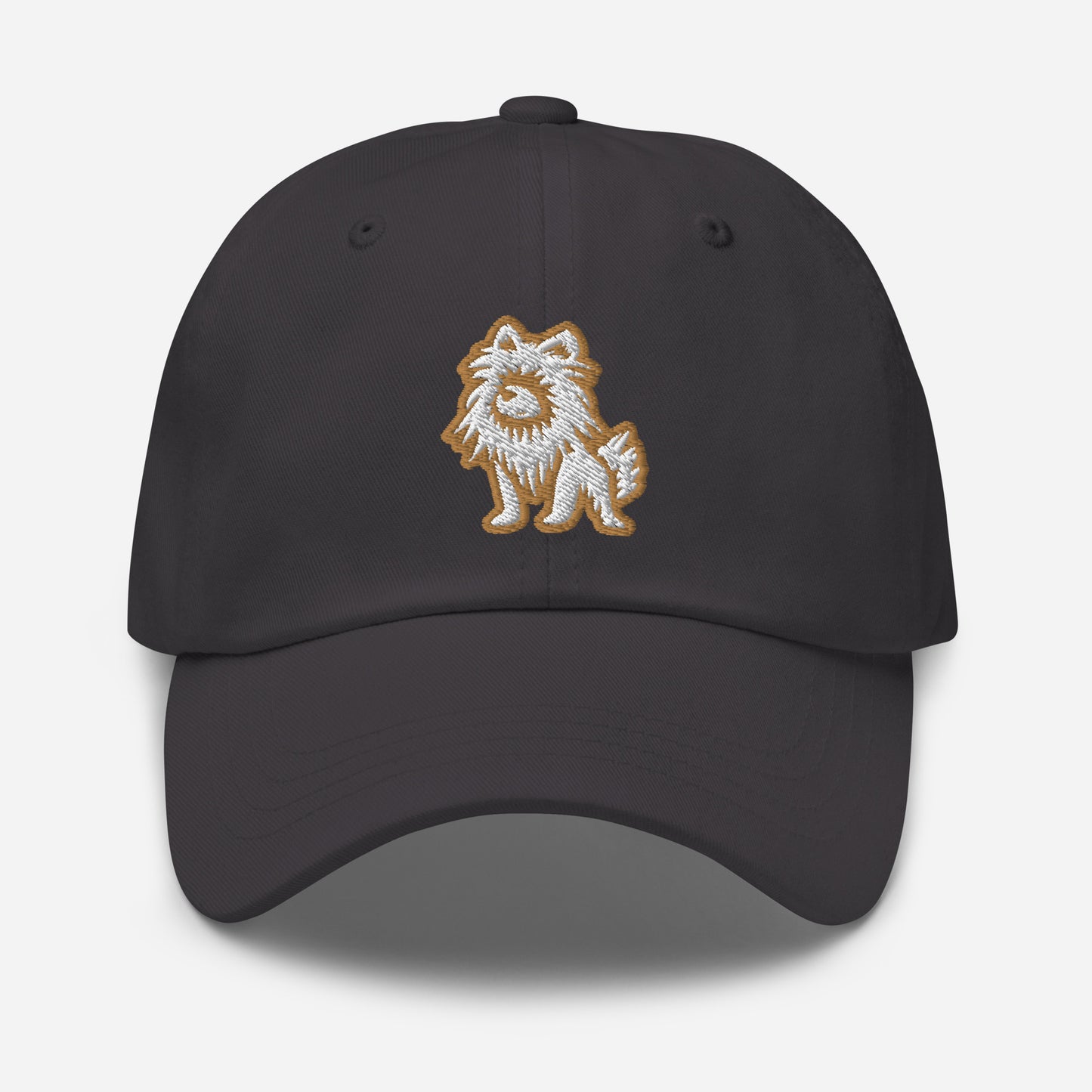 Pomeranian Dad Hat in Gold and White