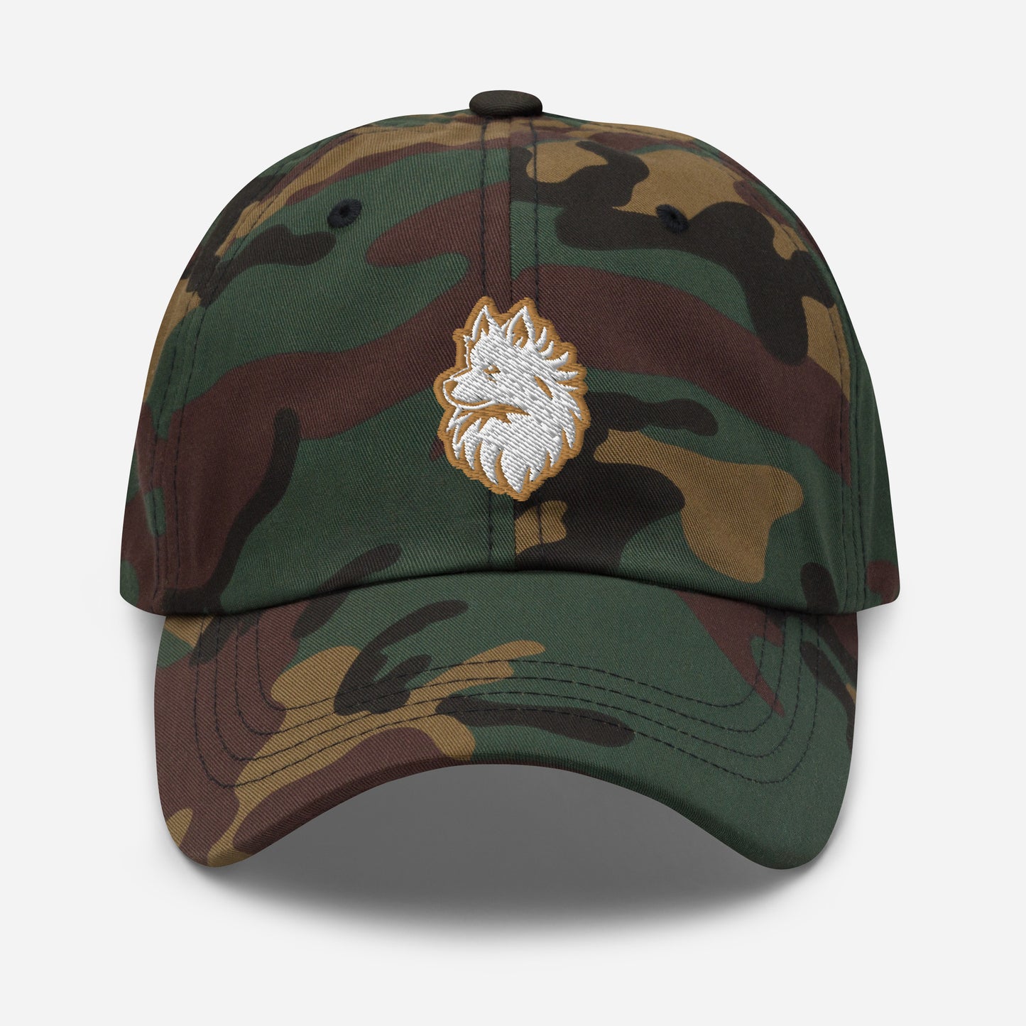 Pomeranian Dad Hat in Gold and White