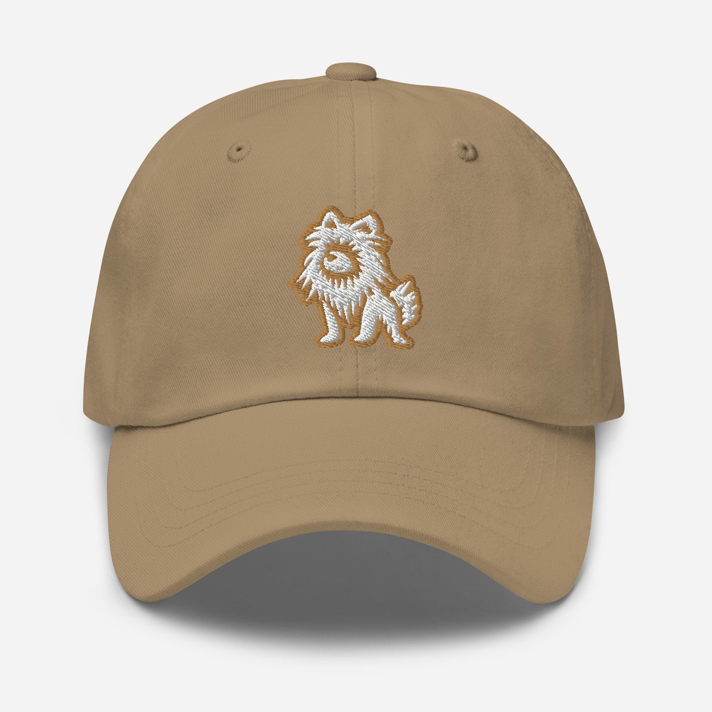 Pomeranian Dad Hat in Gold and White