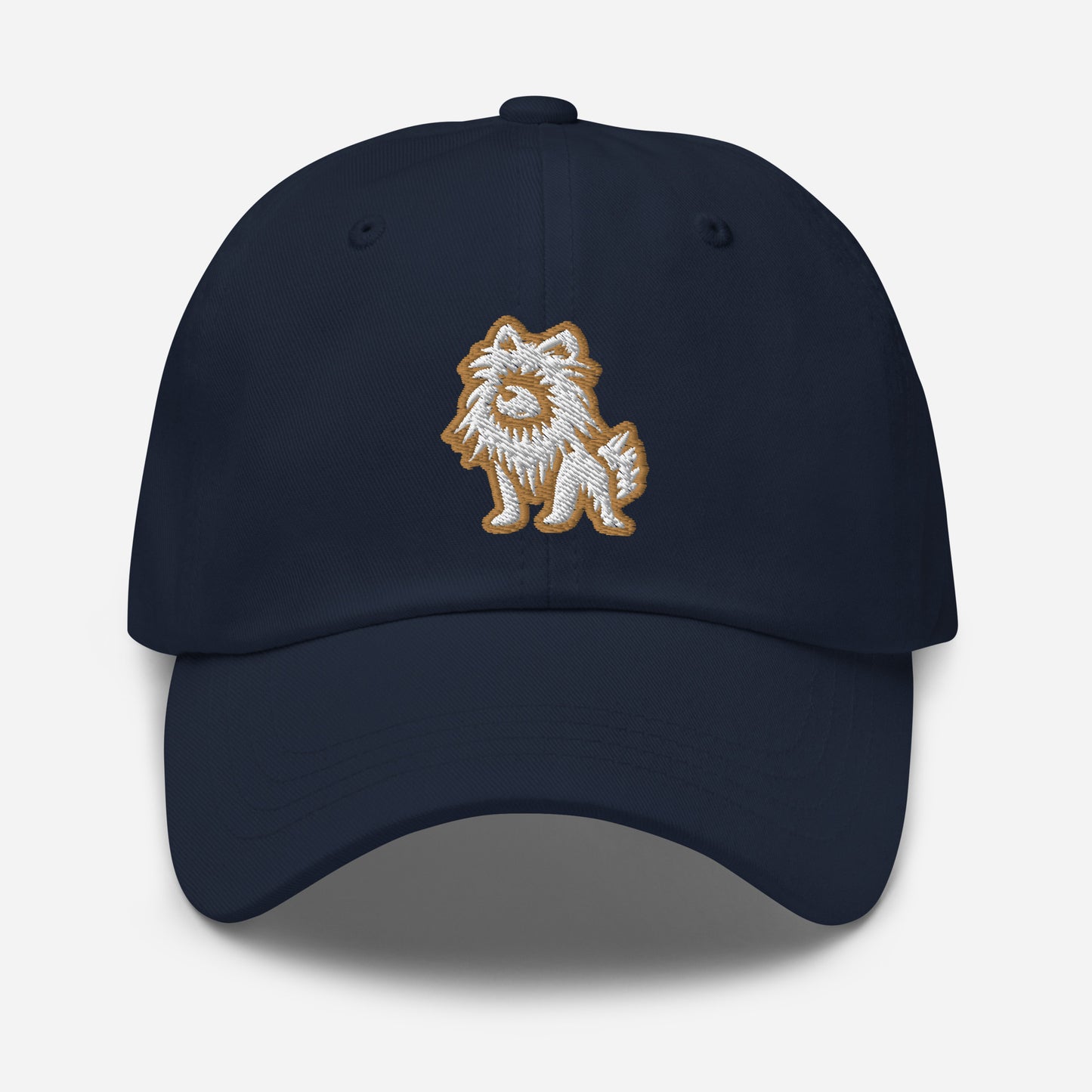 Pomeranian Dad Hat in Gold and White