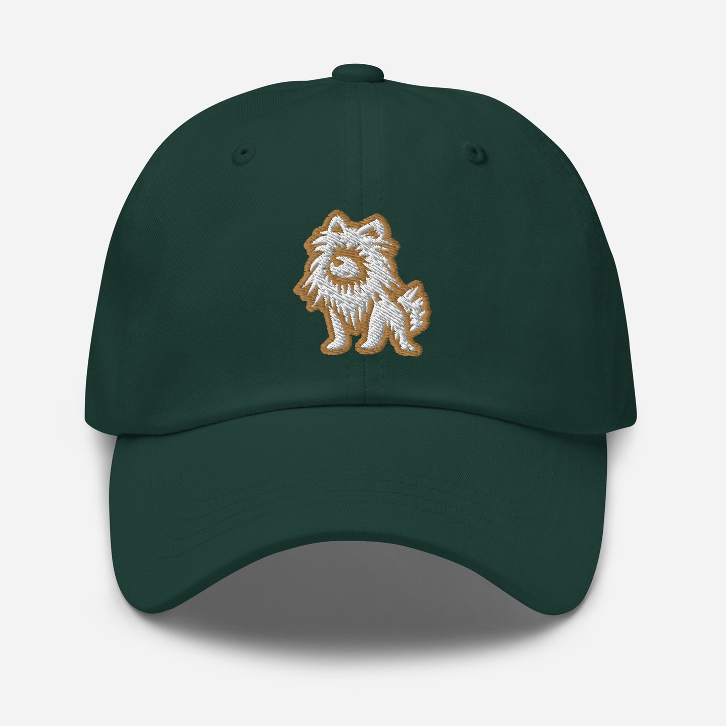 Pomeranian Dad Hat in Gold and White