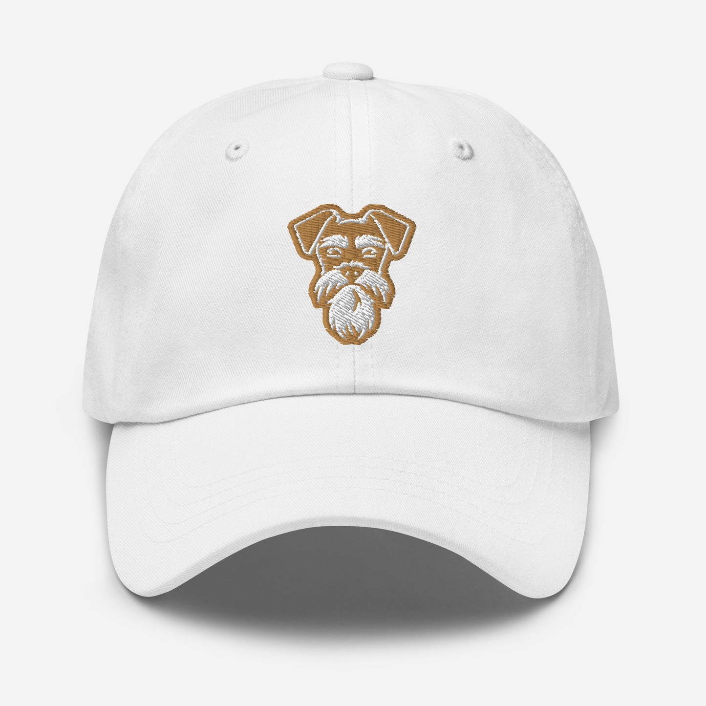 Schnauzer Dad Hat in Gold and White