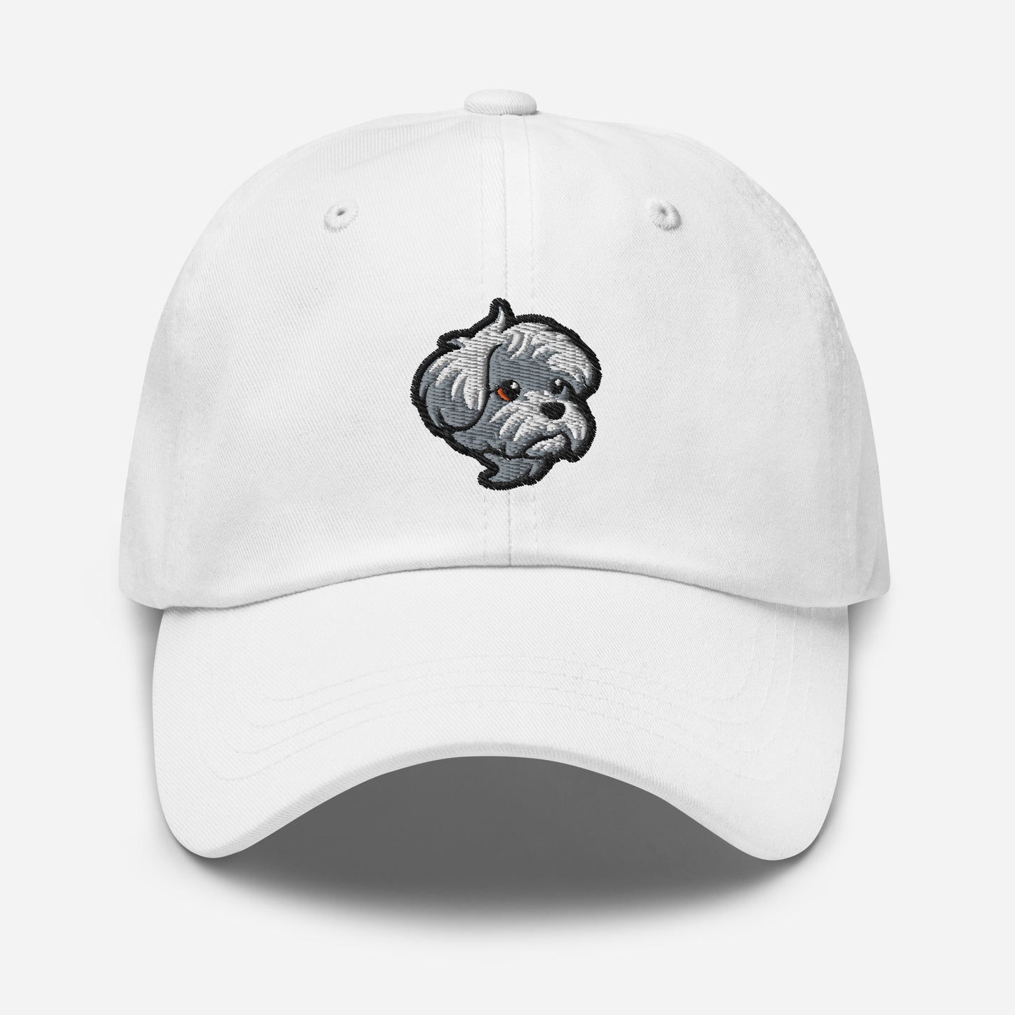 Maltese Dad Hat in White, Black, and Gray