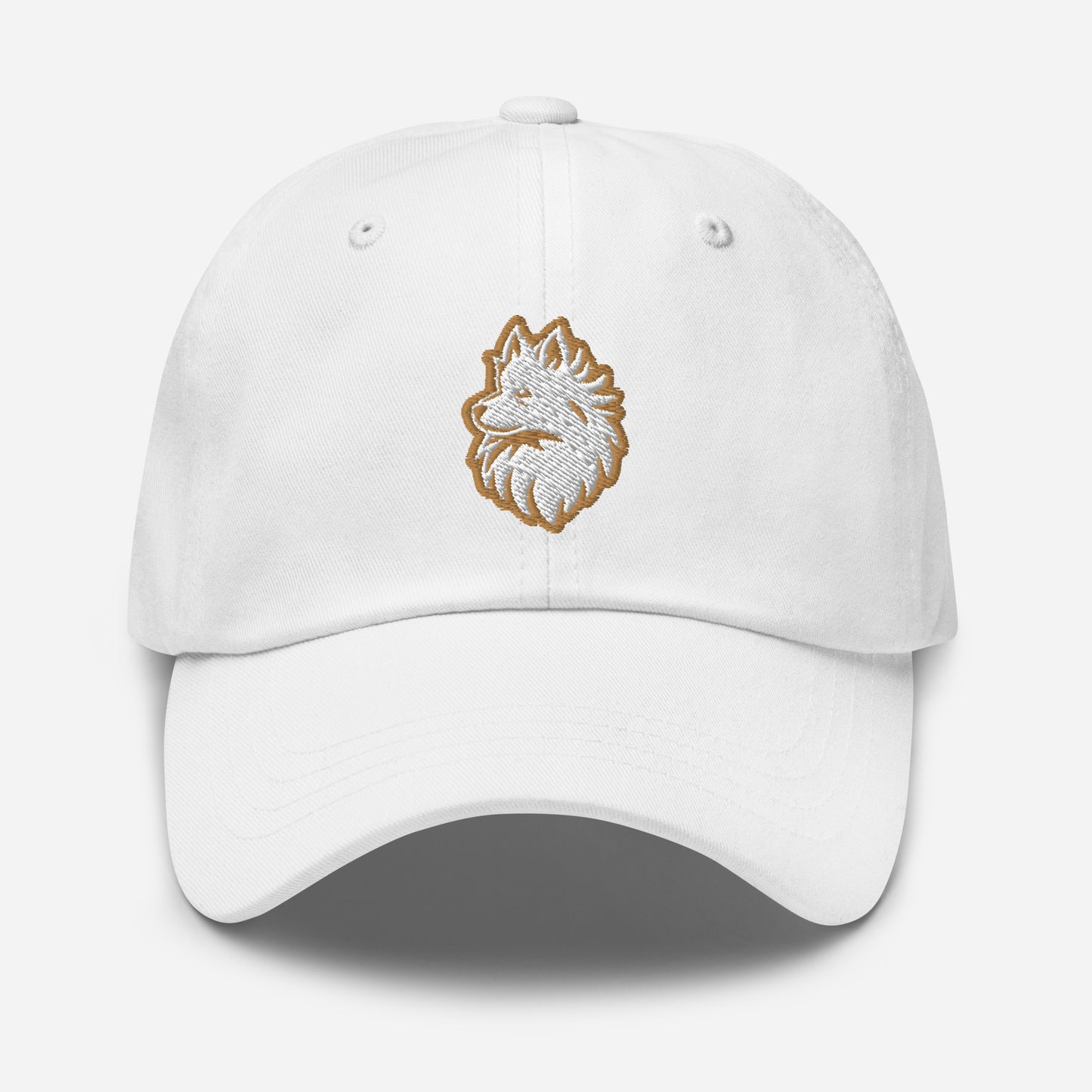 Pomeranian Dad Hat in Gold and White