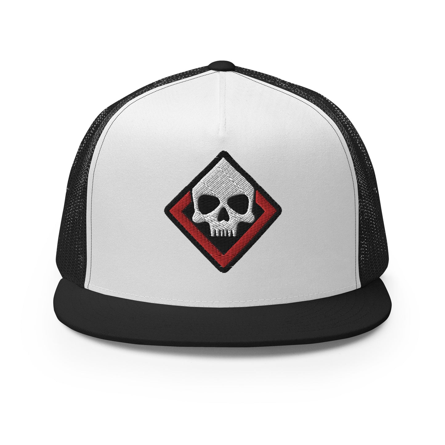 Death Diamond Trucker Cap in Red, Black, and White