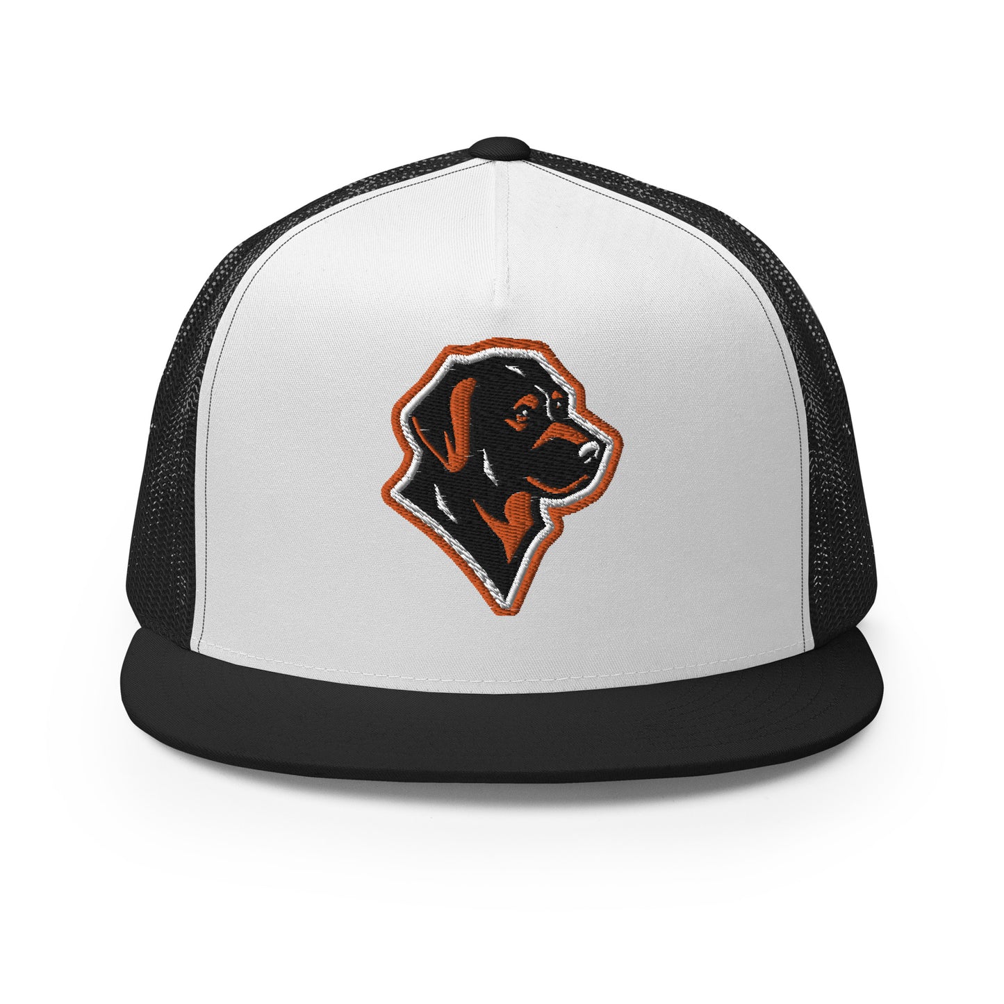 Labrador Retriever Trucker Cap in Orange, Black, and White