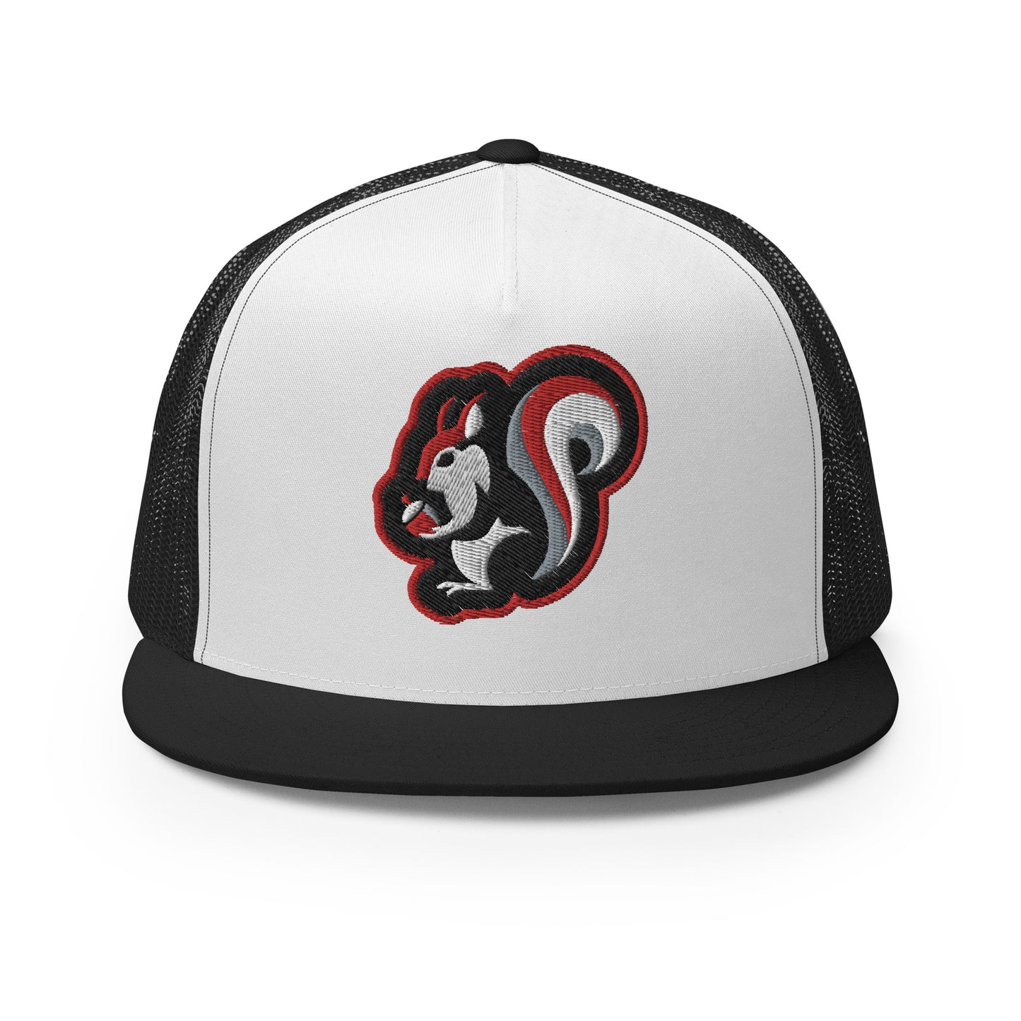 Raleigh Squirrel Trucker Cap in Red, White, Black, and Gray