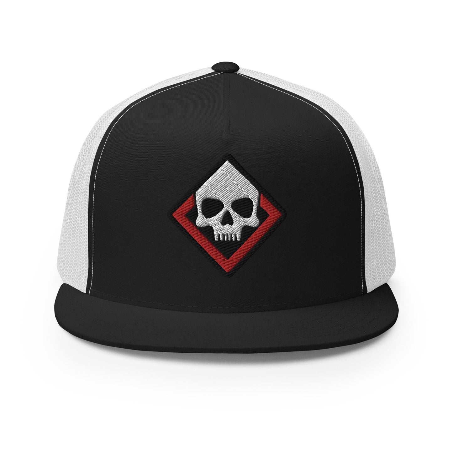 Death Diamond Trucker Cap in Red, Black, and White