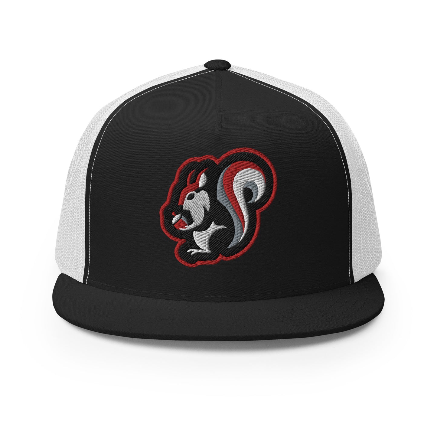 Raleigh Squirrel Trucker Cap in Red, White, Black, and Gray