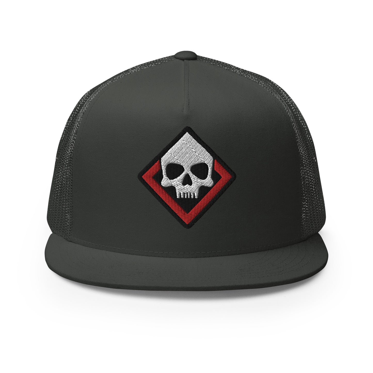 Death Diamond Trucker Cap in Red, Black, and White