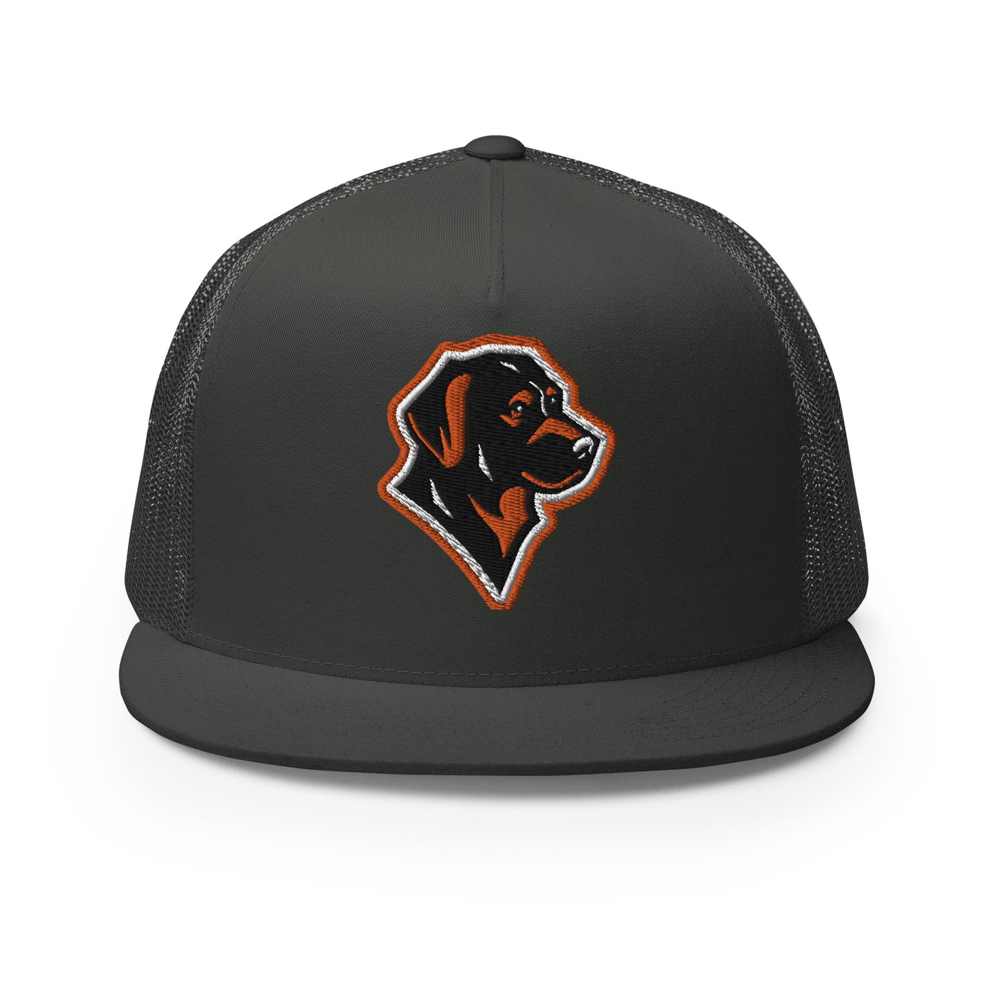 Labrador Retriever Trucker Cap in Orange, Black, and White