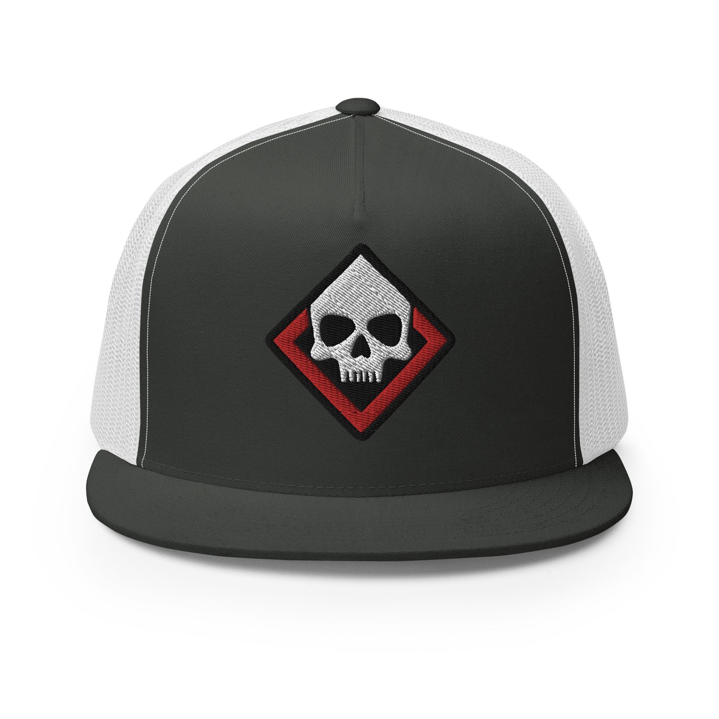 Death Diamond Trucker Cap in Red, Black, and White