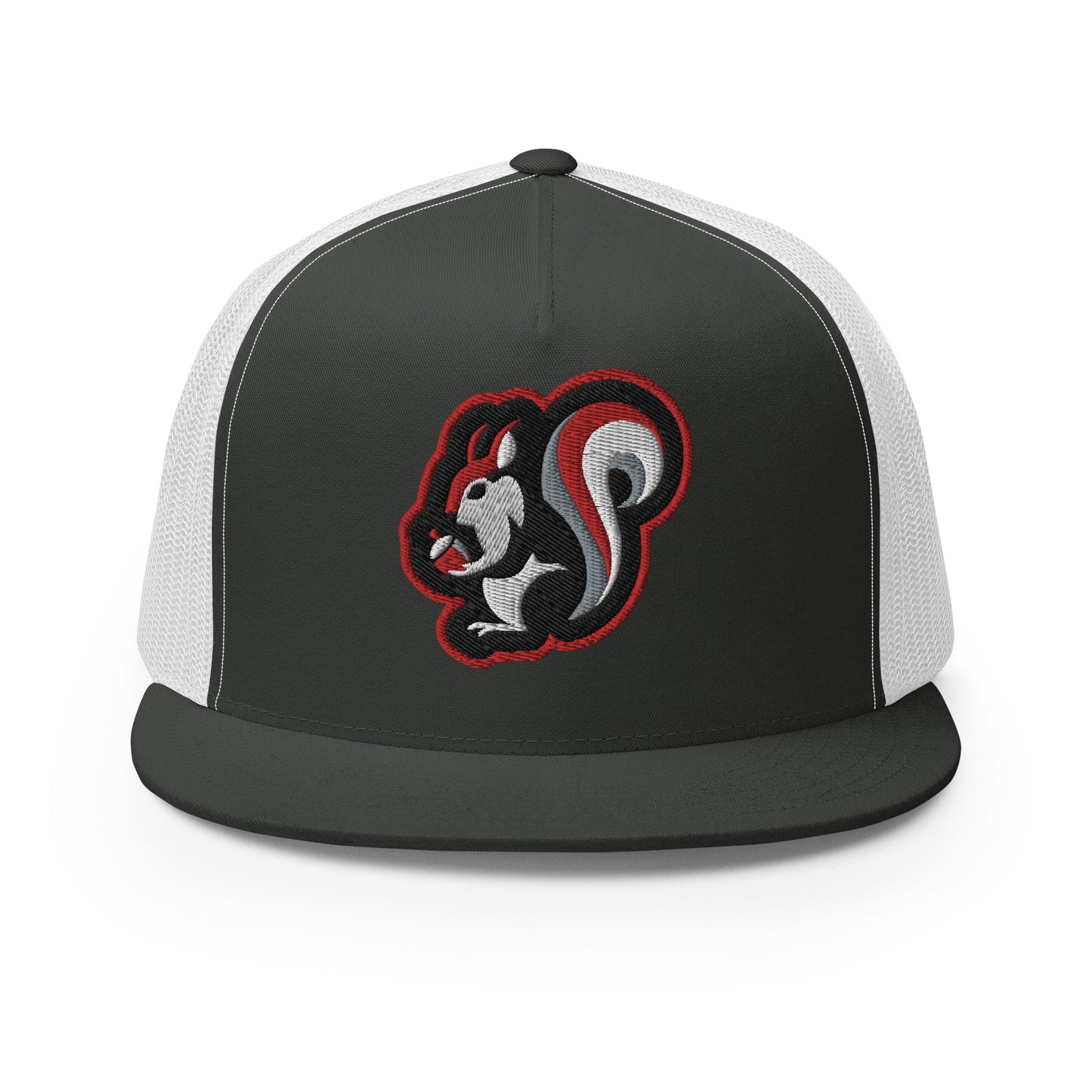 Raleigh Squirrel Trucker Cap in Red, White, Black, and Gray