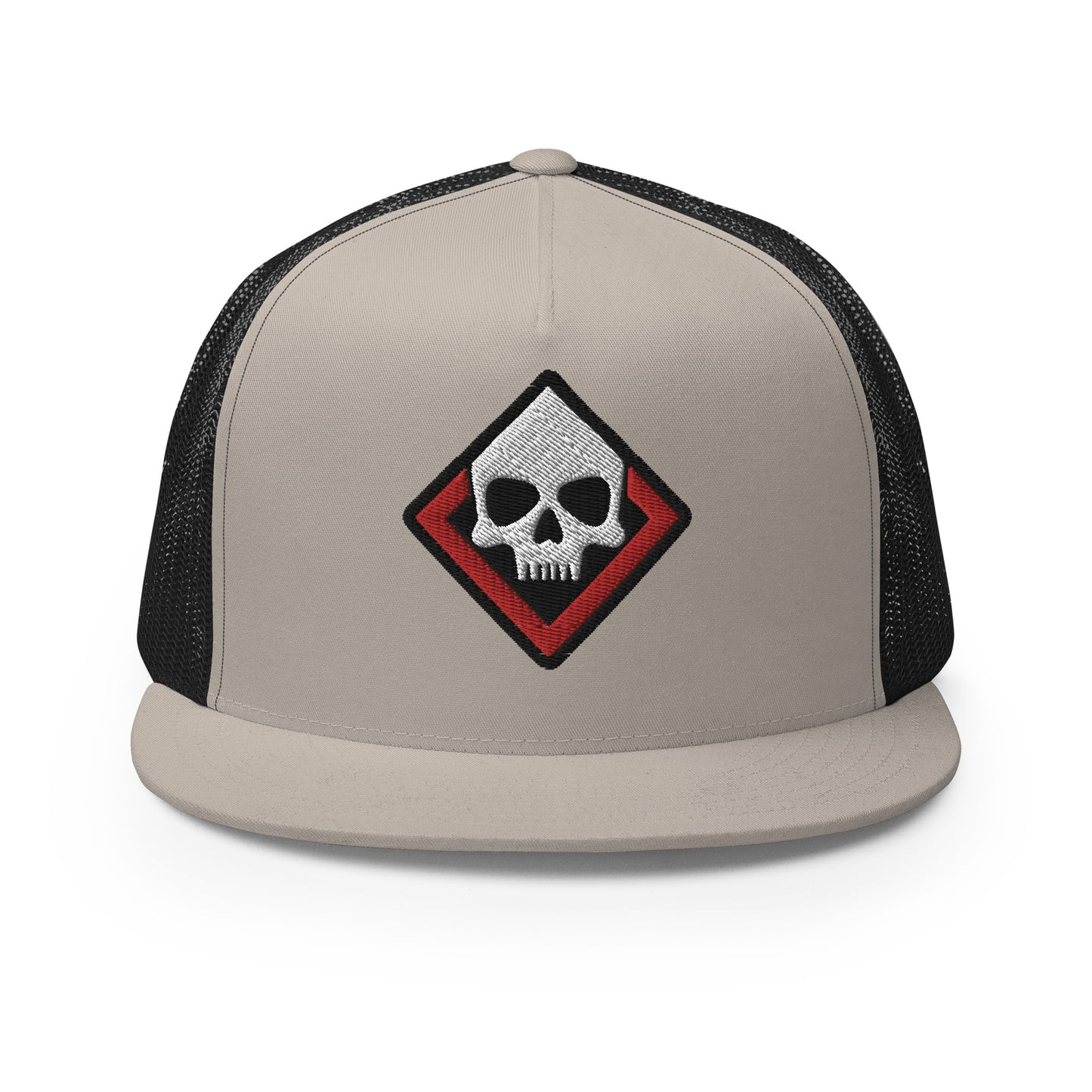 Death Diamond Trucker Cap in Red, Black, and White