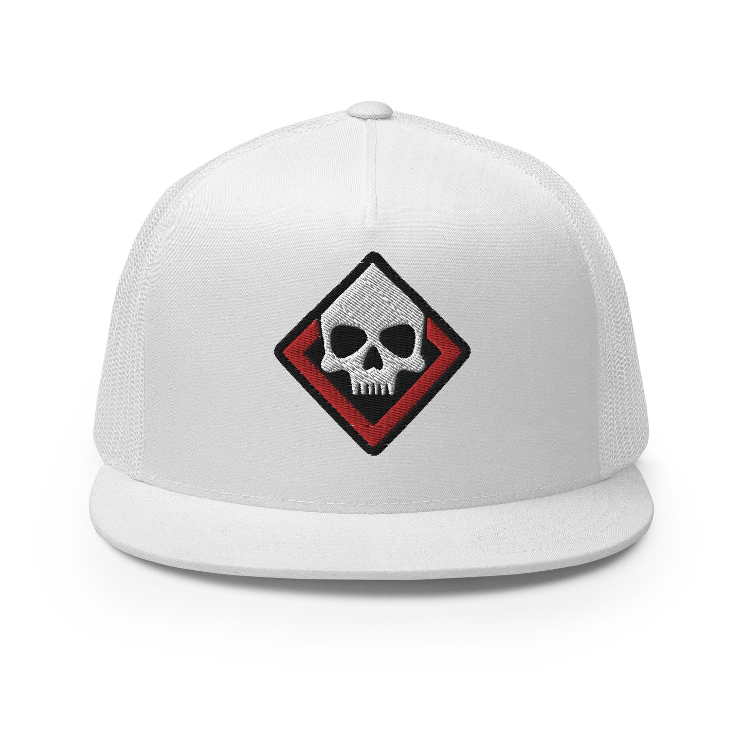 Death Diamond Trucker Cap in Red, Black, and White