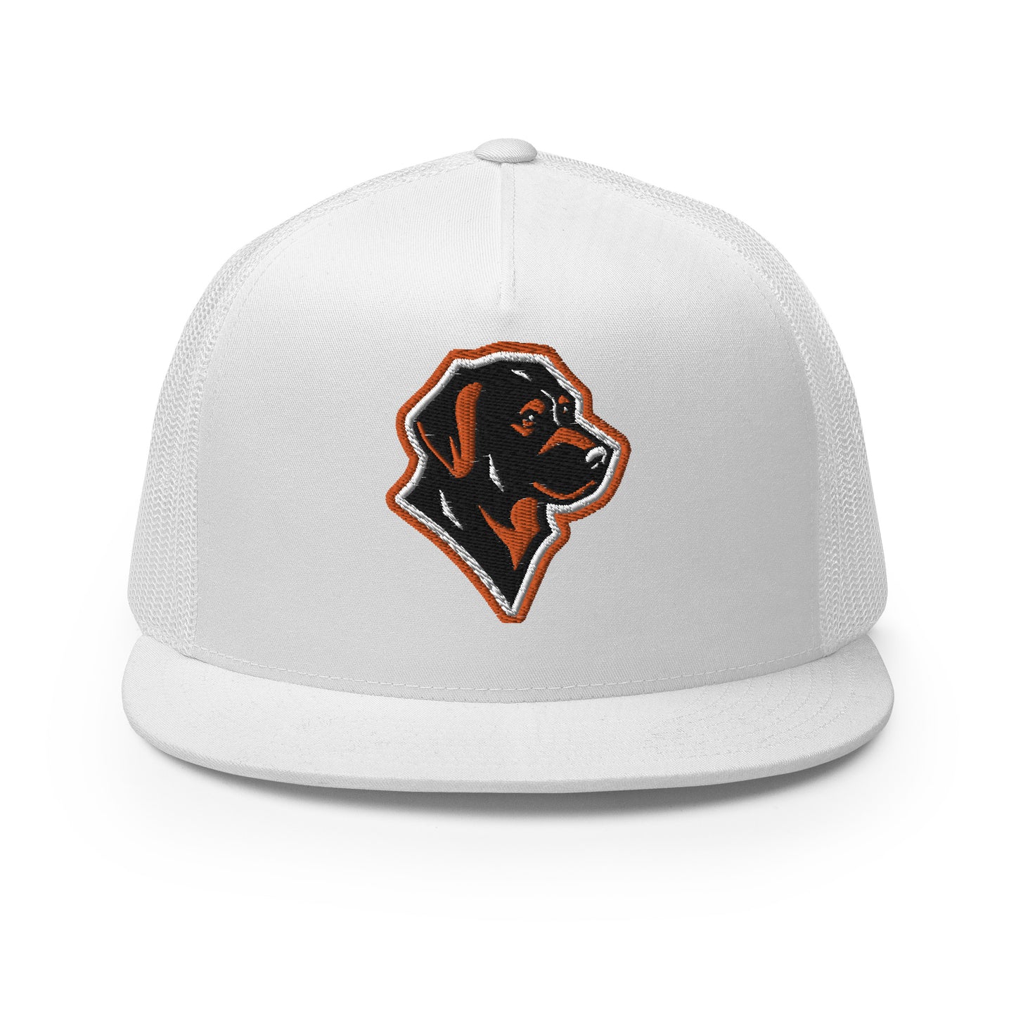 Labrador Retriever Trucker Cap in Orange, Black, and White