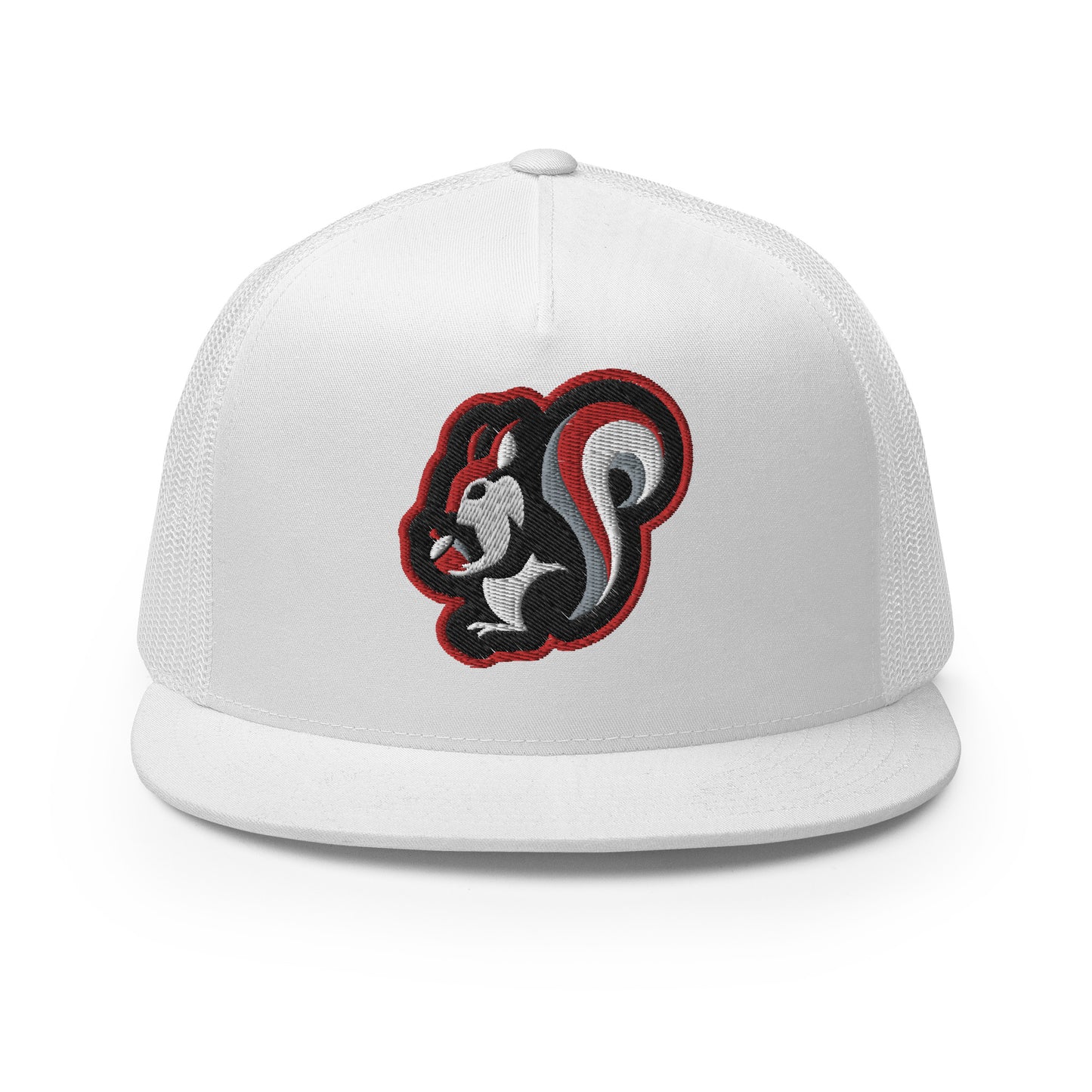 Raleigh Squirrel Trucker Cap in Red, White, Black, and Gray