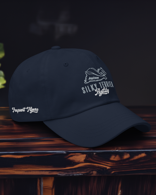 Silky Terrier Dad Hat - Custom Design - Gray/White Stitching