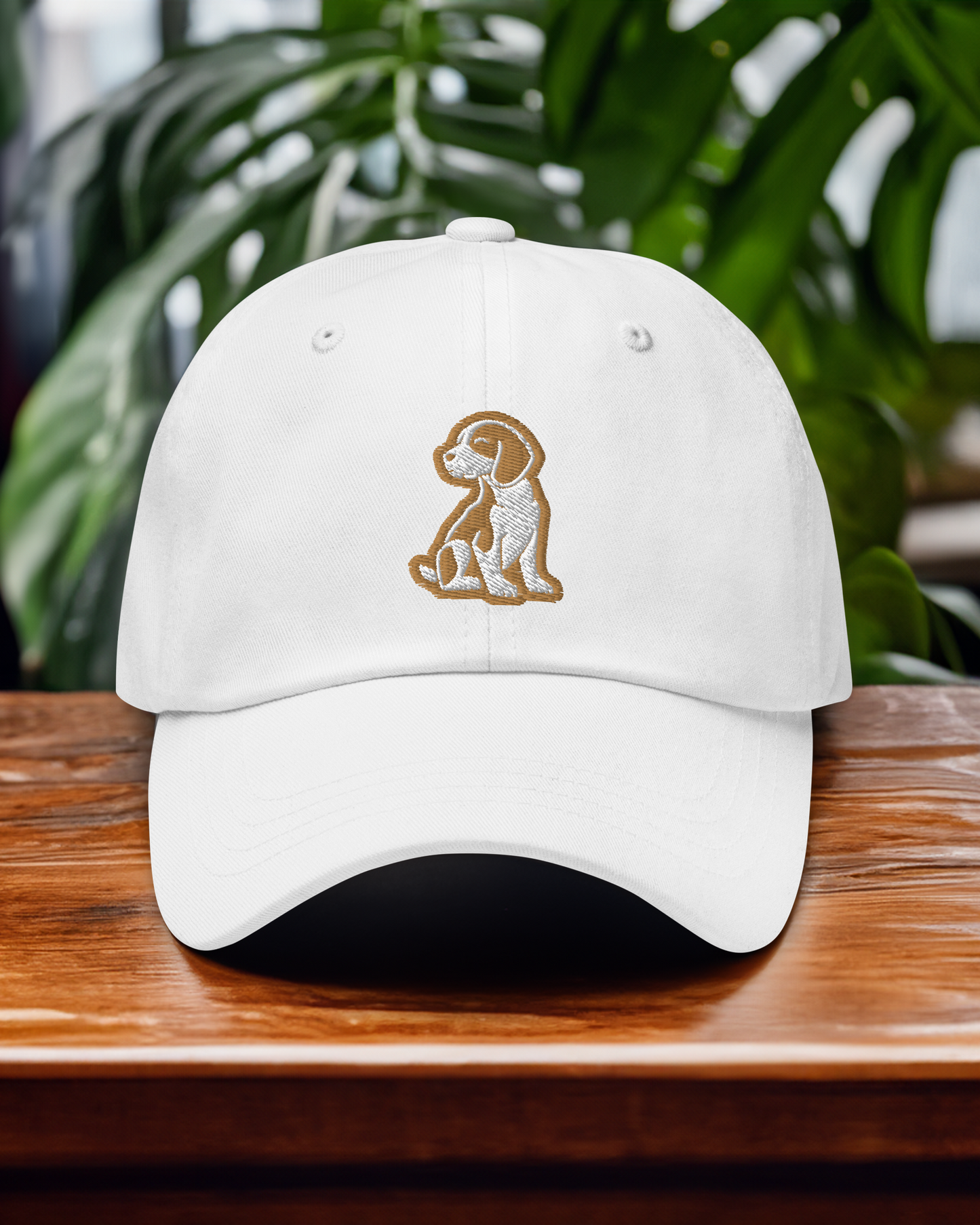 Beagle Dad Hat in Gold and White