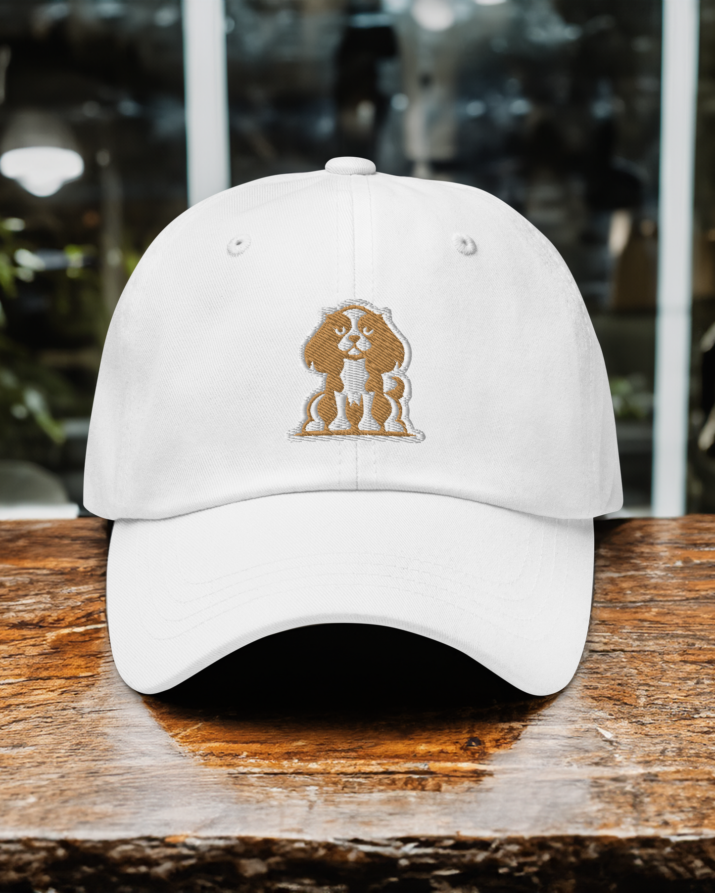 Cavalier King Charles Spaniel Dad Hat in Gold and White