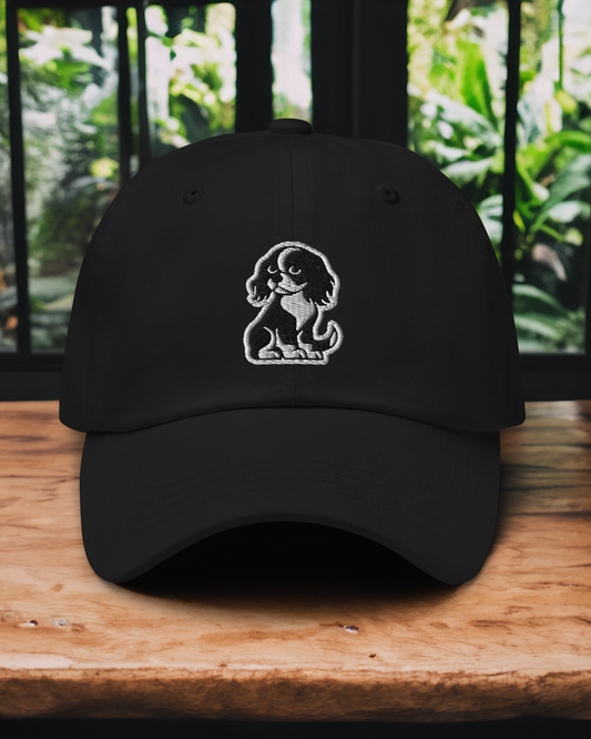 Cavalier King Charles Spaniel Dad Hat in Black and White