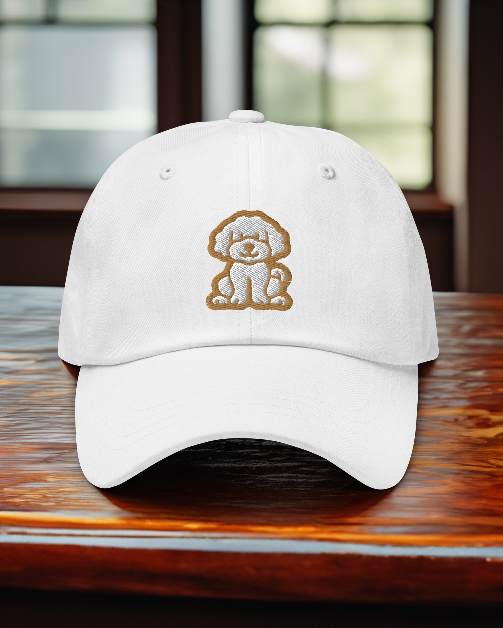 Cavapoo Dad Hat in White and Gold – Bark & Brim