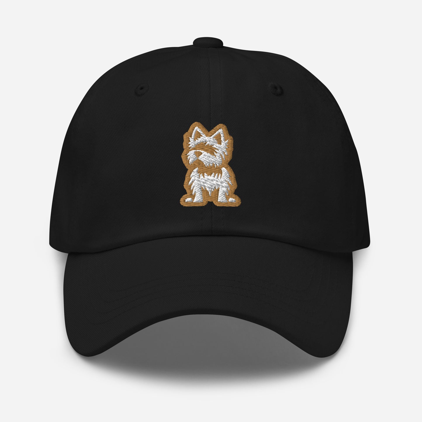 Yorkie Dad Hat in Gold and White