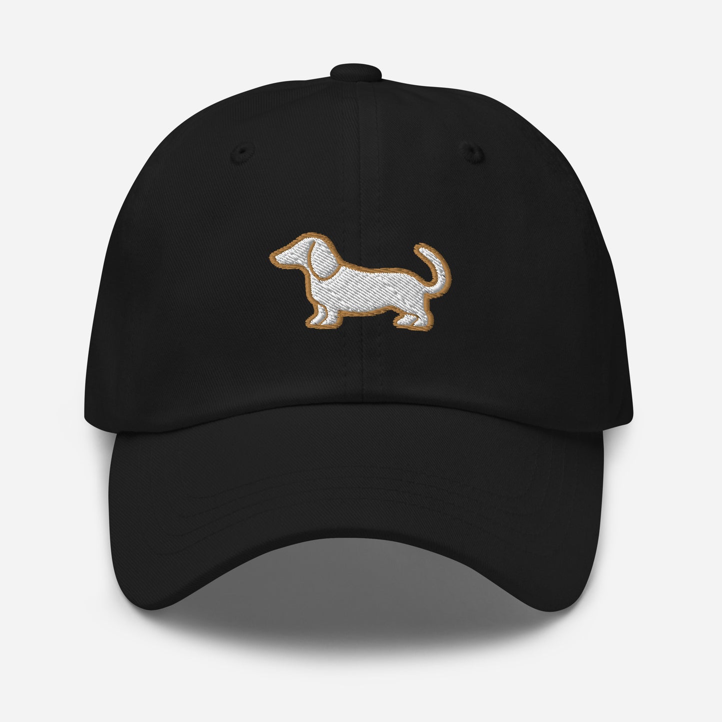 Dachshund Dad Hat in Gold and White