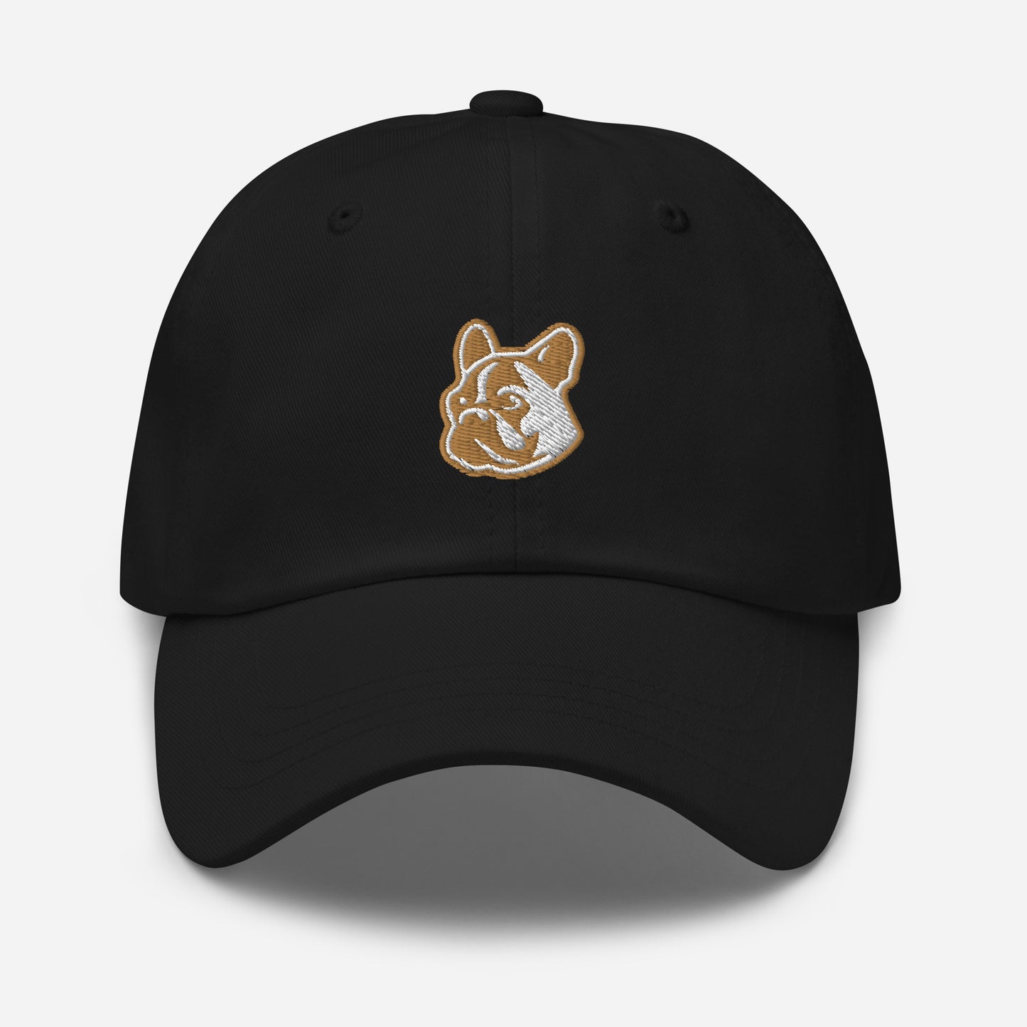 French Bulldog Dad Hat in Gold and White