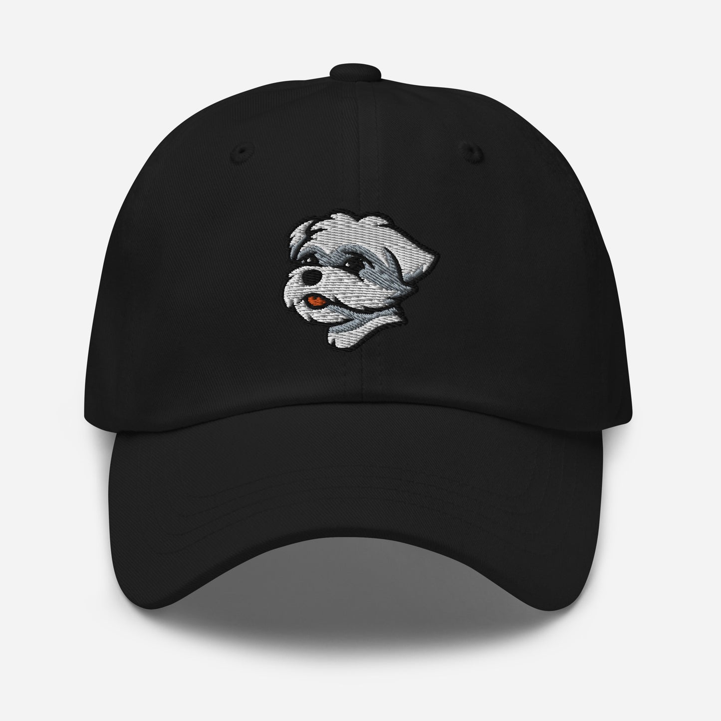 Maltese Dad Hat in White, Gray, and Pink