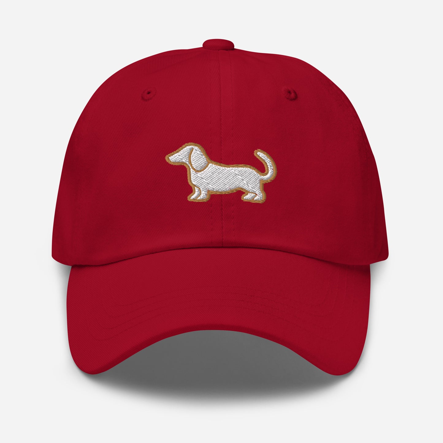 Dachshund Dad Hat in Gold and White