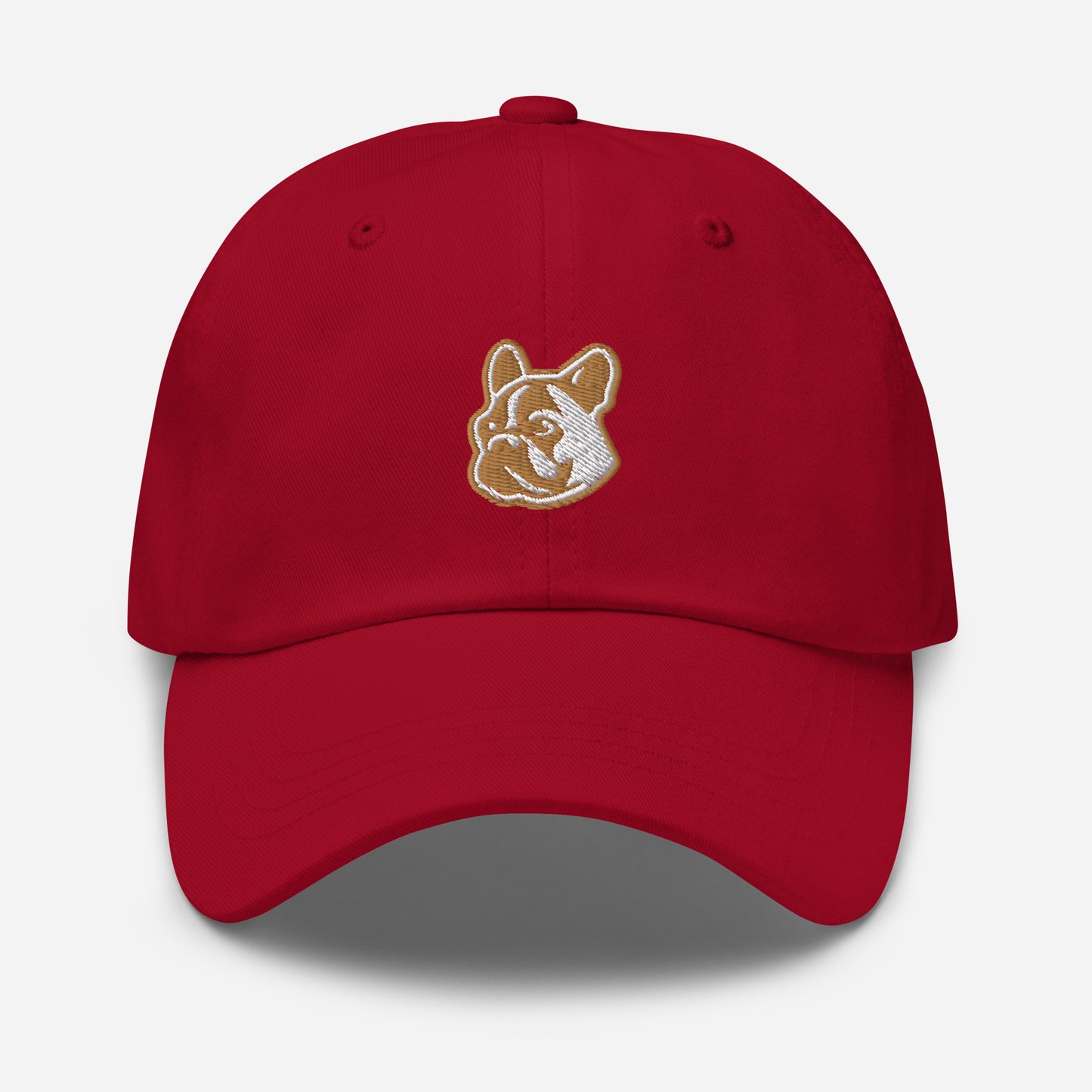 French Bulldog Dad Hat in Gold and White