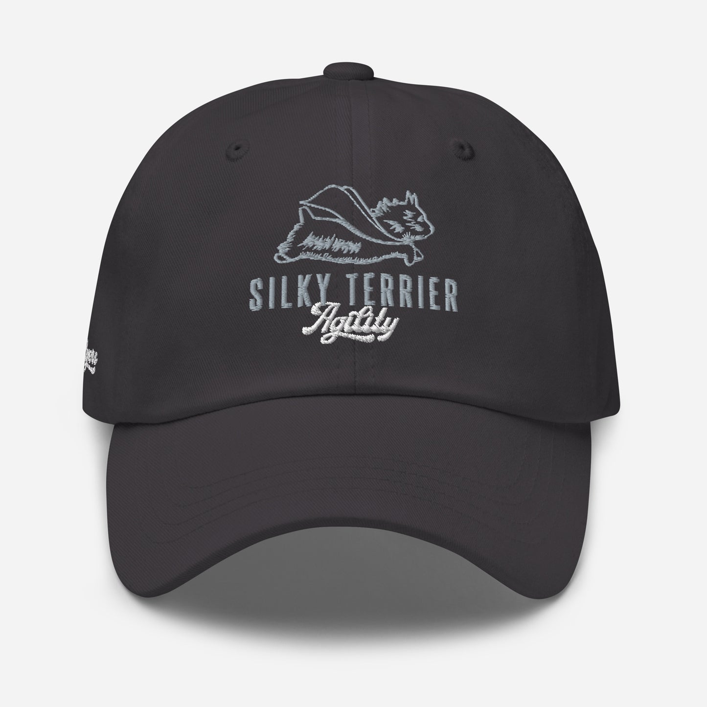 Silky Terrier Dad Hat - Custom Design - Gray/White Stitching