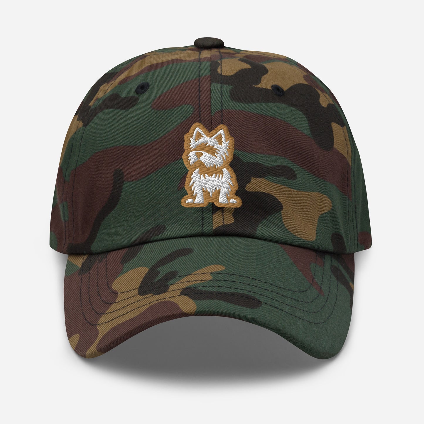 Yorkie Dad Hat in Gold and White