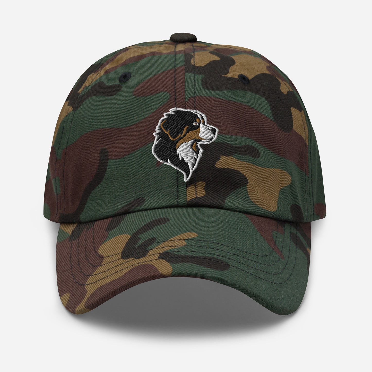 Bernese Mountain Dog Dad Hat in Gold, Black, and White