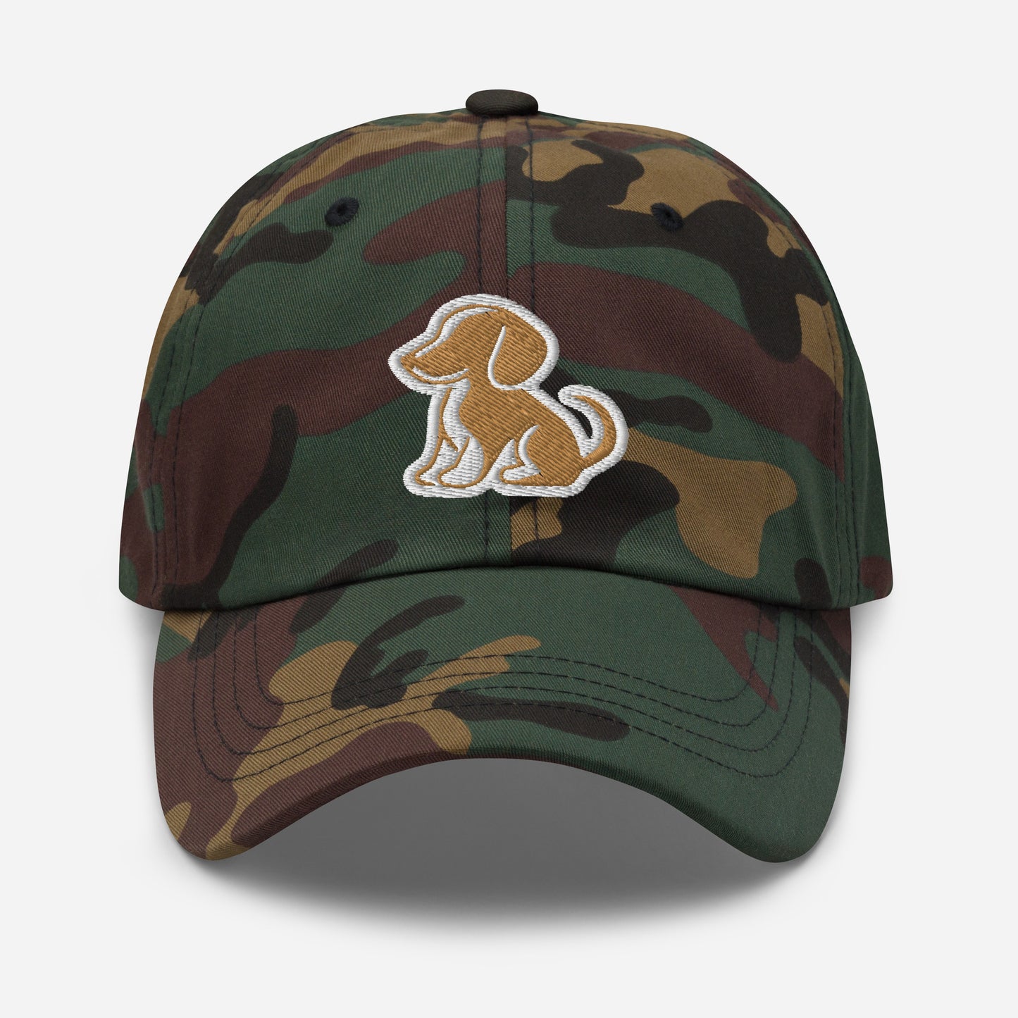 Dachshund Dad Hat in Gold and White