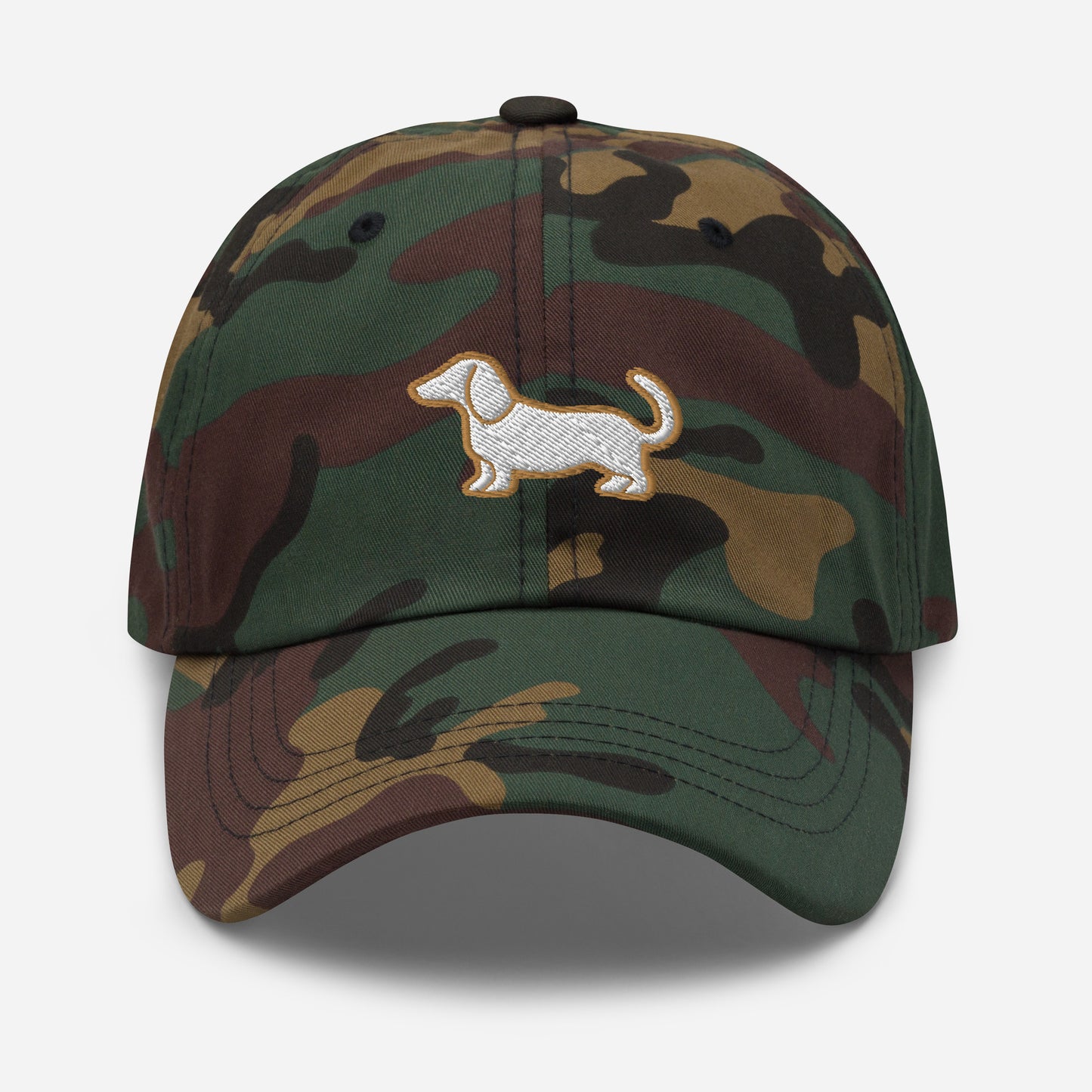 Dachshund Dad Hat in Gold and White