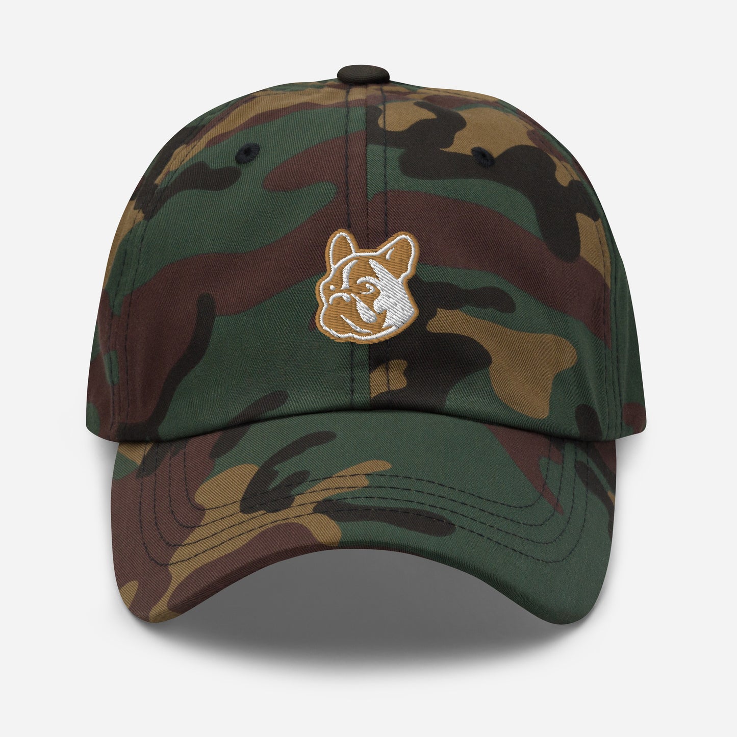 French Bulldog Dad Hat in Gold and White